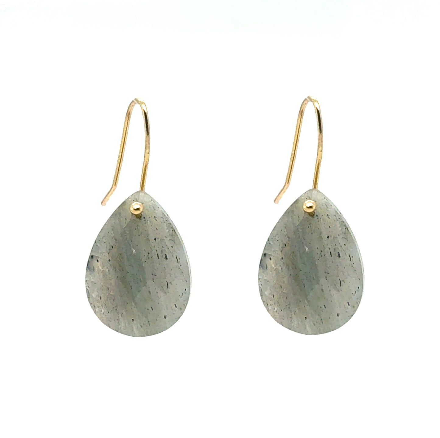 Labradorite semi-precious gemstone teardrop earrings with gold filled ear hooks