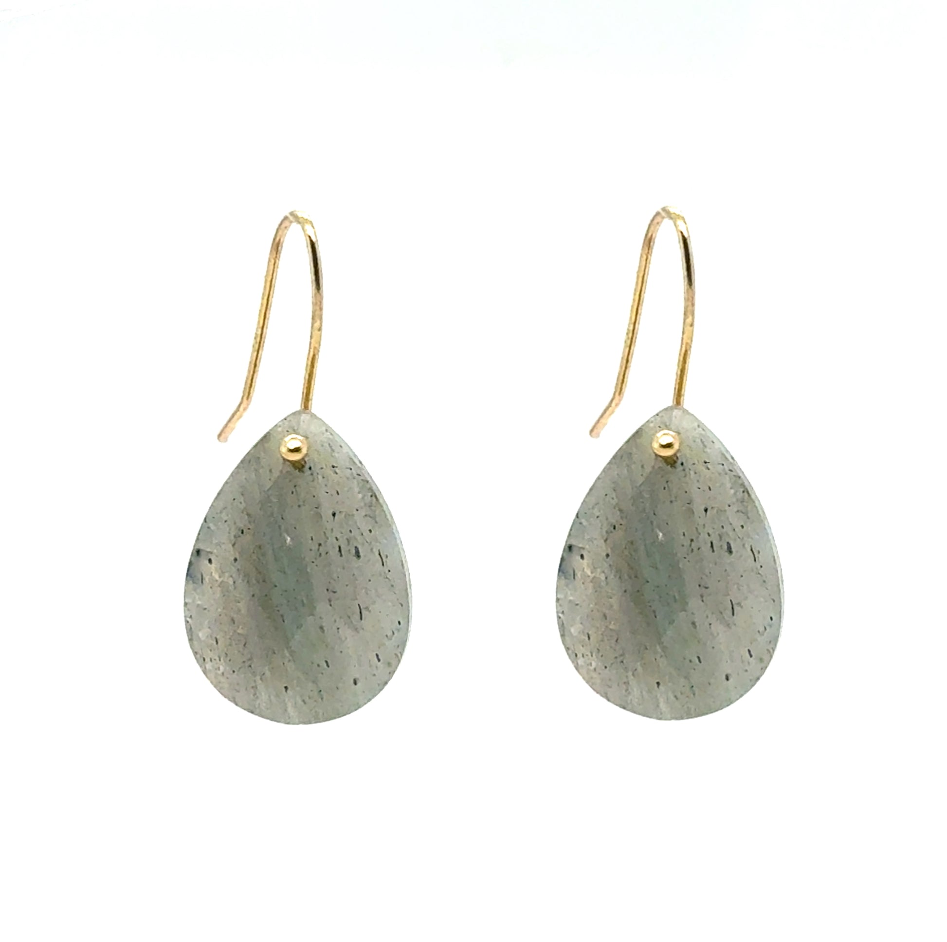 Labradorite semi-precious gemstone teardrop earrings with gold filled ear hooks