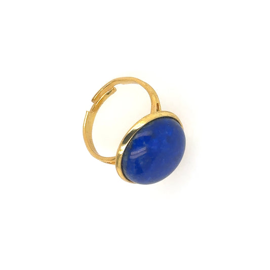gold plated ring with Lapis Lazuli round gemstone