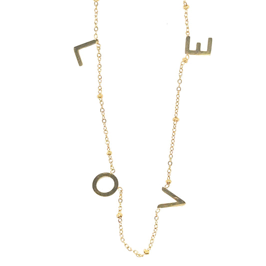 Delicate gold chain necklacewith the letters LOVE