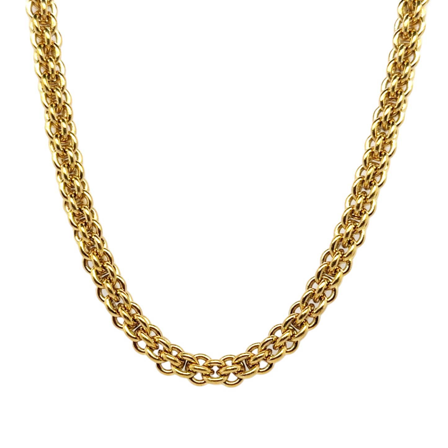 Chunky necklace with intertwined links making a rounded chain which has lovely weight.