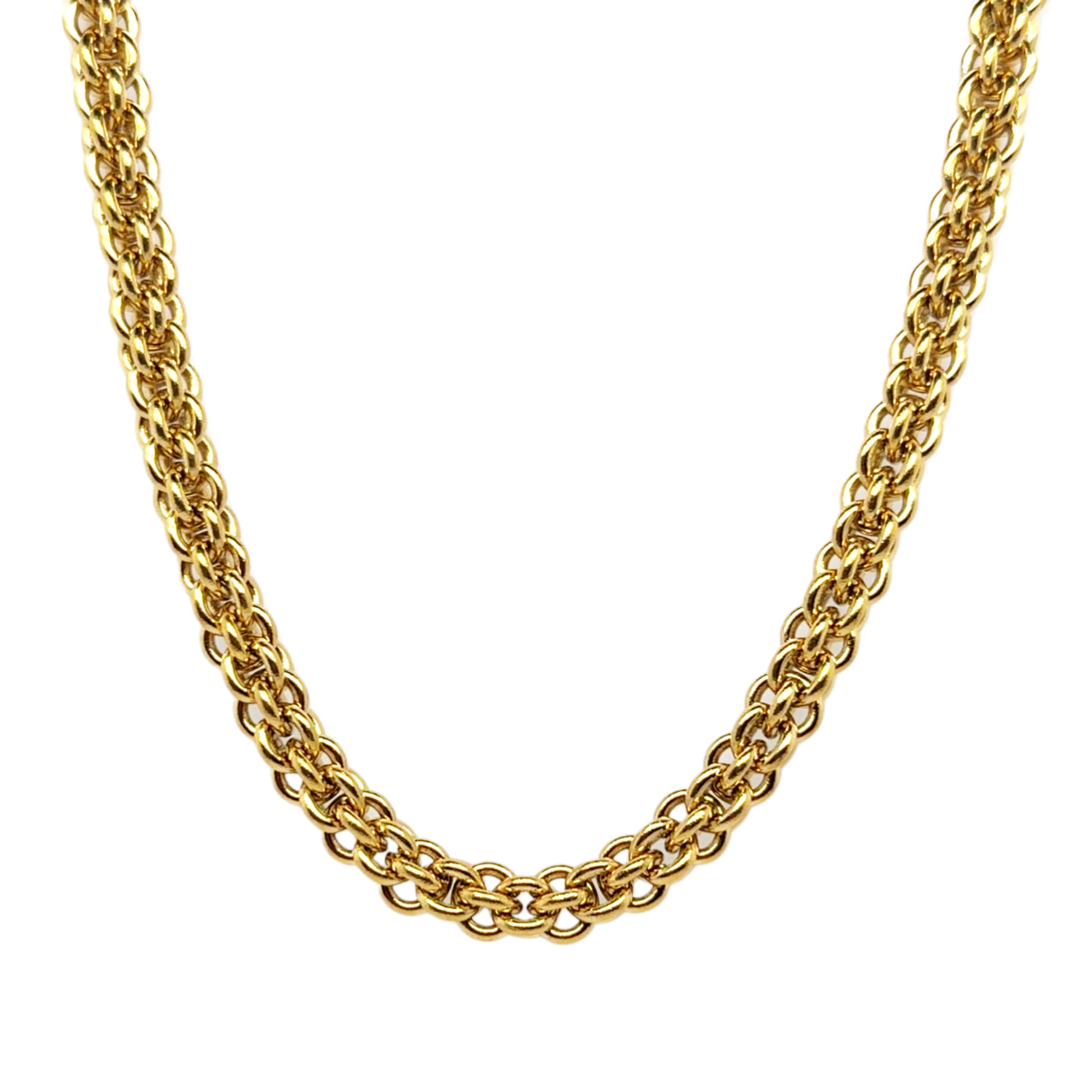 Chunky necklace with intertwined links making a rounded chain which has lovely weight.