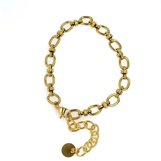 Gorgeous oval chain gold bracelet with extension chain