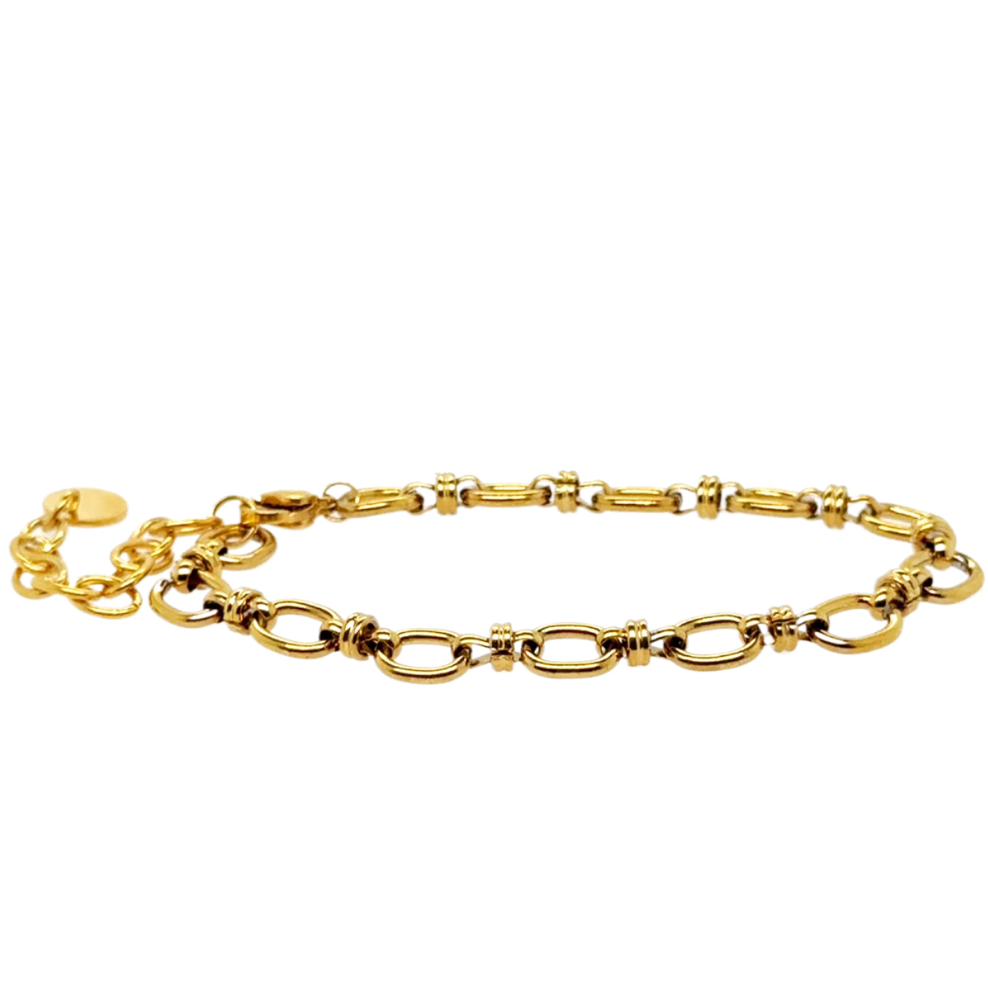 Gold bracelet on a white background