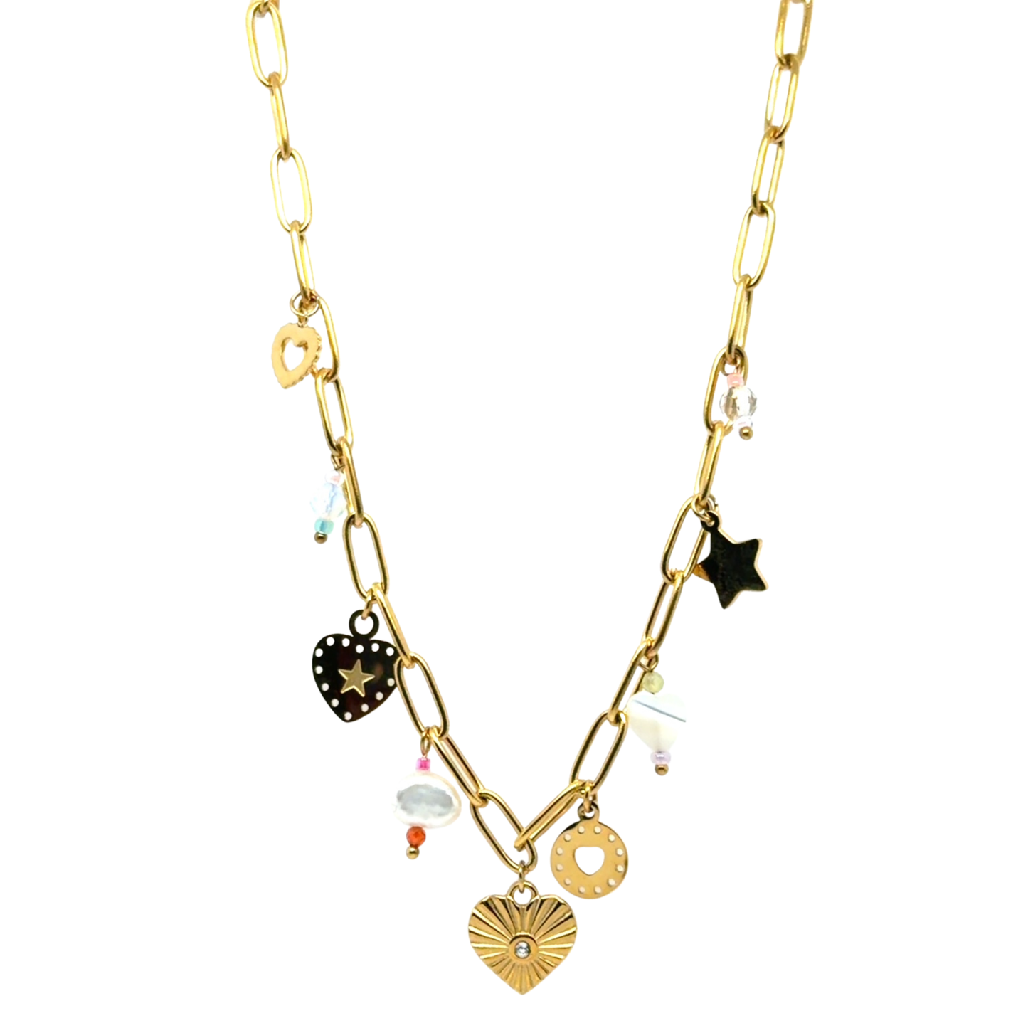 Paperclip necklace with charms