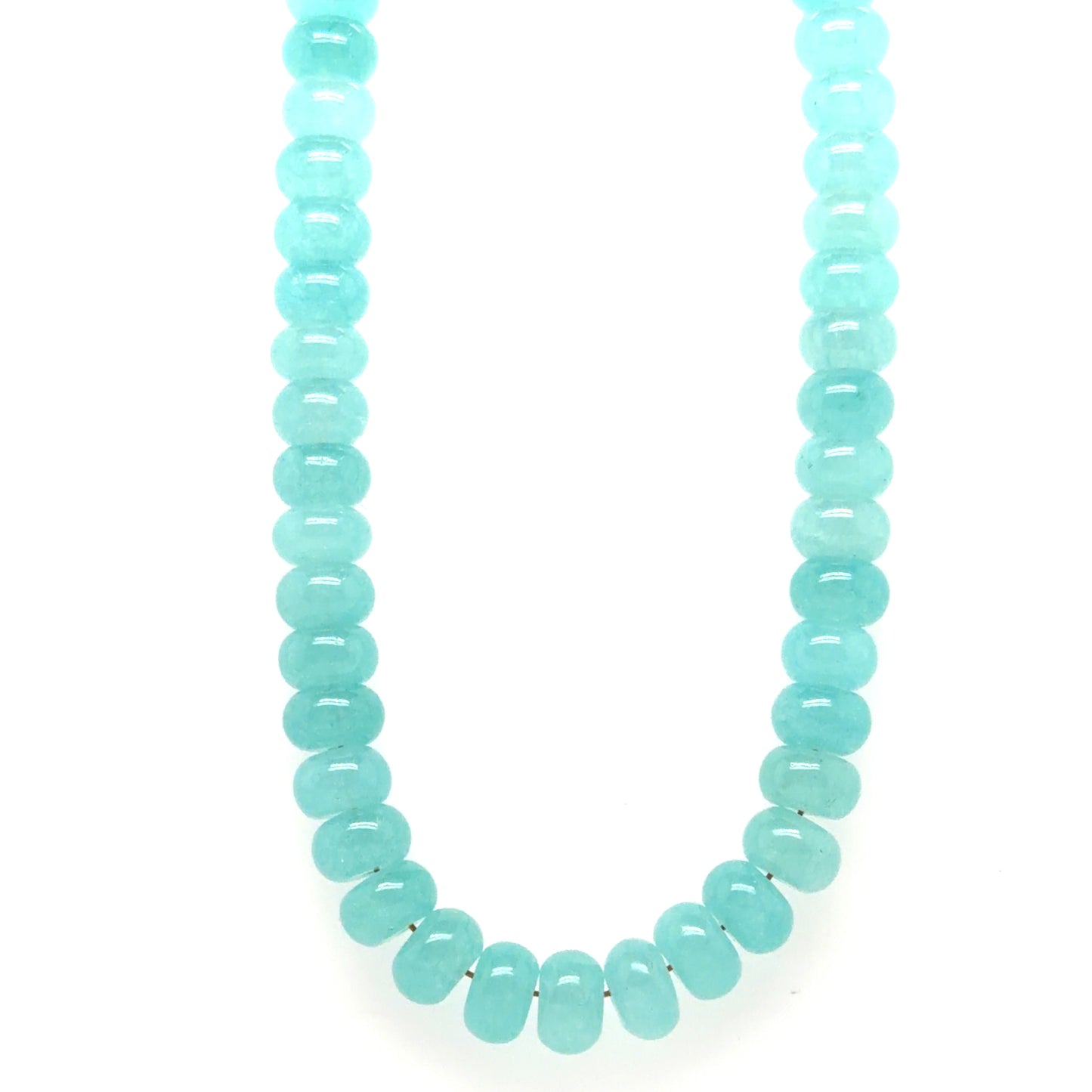 Lovely necklace with smooth turquoise green Amazonite gemstone rondelle beads