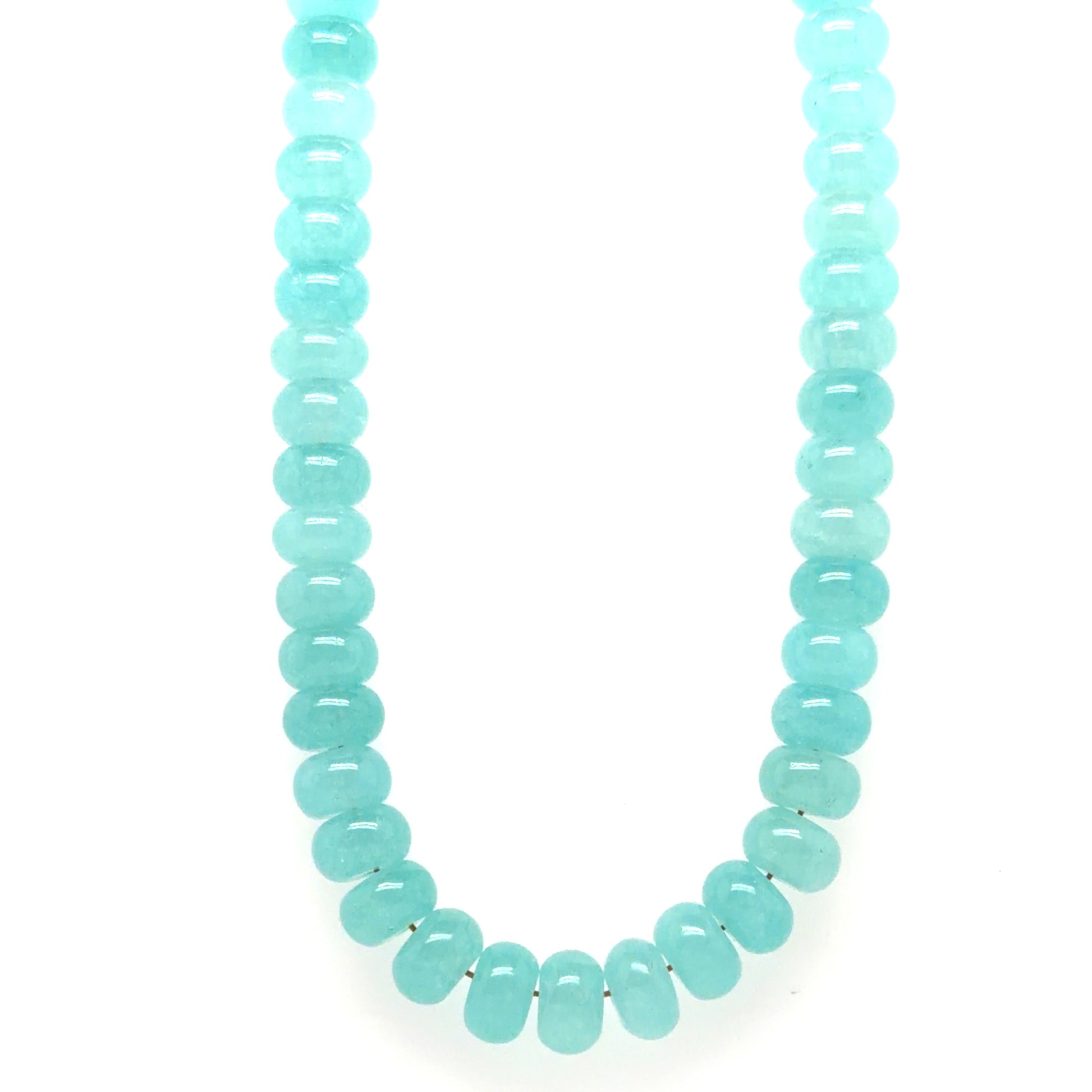 Lovely necklace with smooth turquoise green Amazonite gemstone rondelle beads