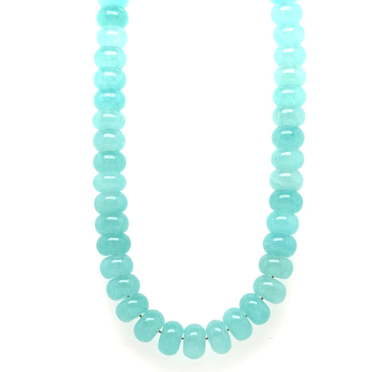 Lovely necklace with smooth turquoise green Amazonite gemstone rondelle beads