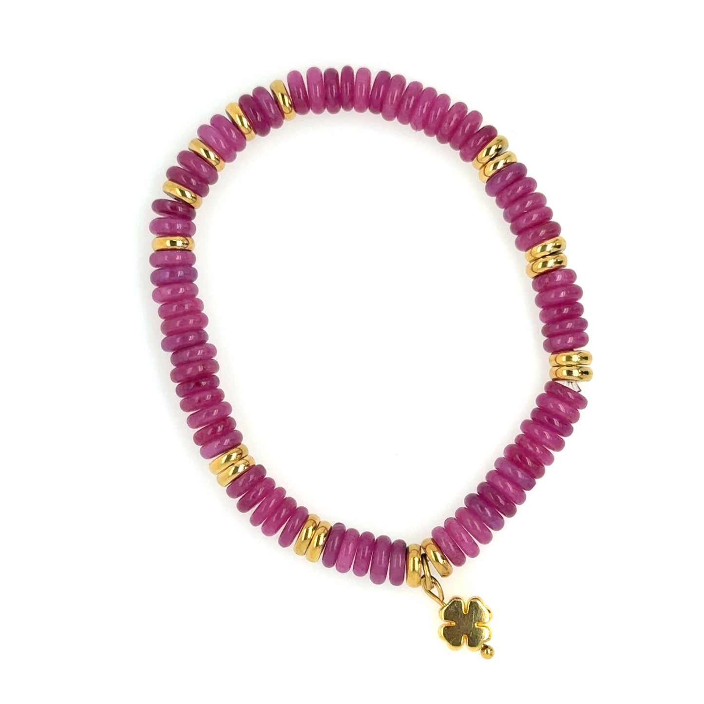Lovely bracelet with Fuschia and gold rondelle beads