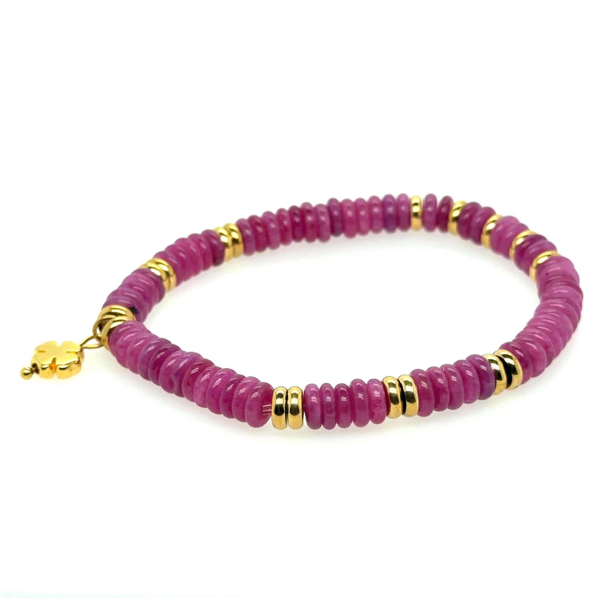 Lovely bracelet with Fuschia pink quartz  and gold rondelle beads