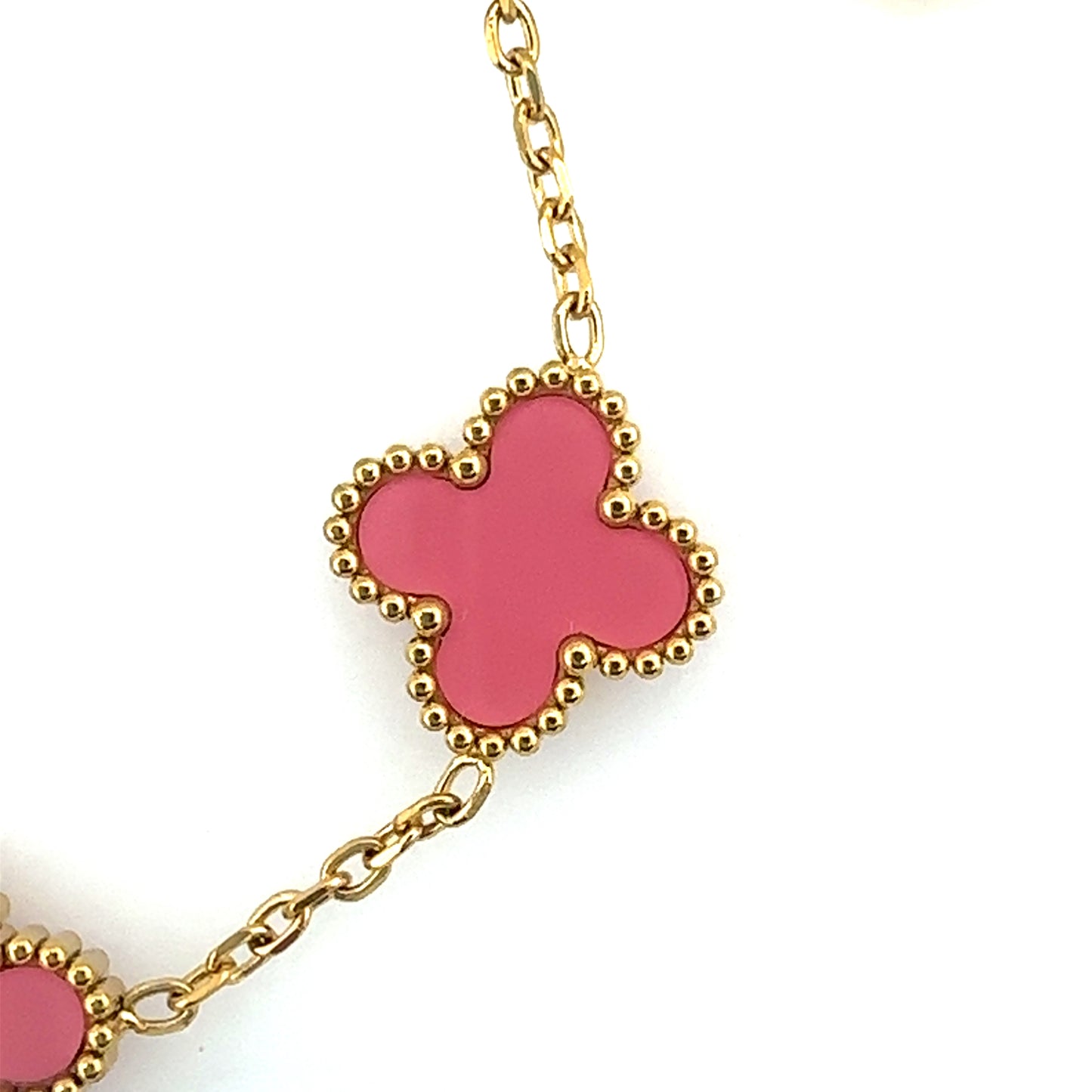 small clover charm in pink enamel for bracelet