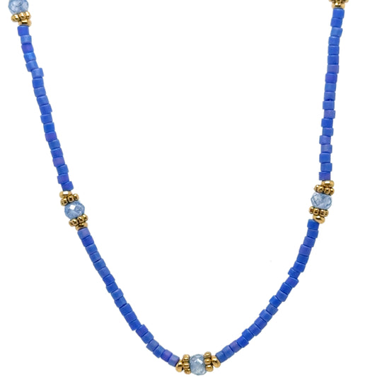 Purple beaded necklace with gold 