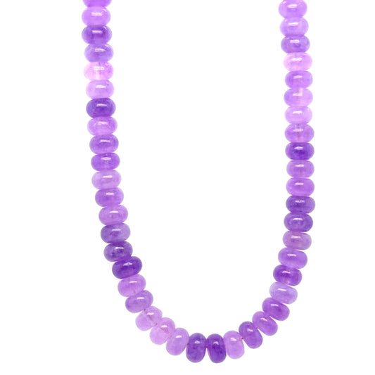 Lovely necklace with smooth purple Quartz gemstone rondelle beads.&nbsp;