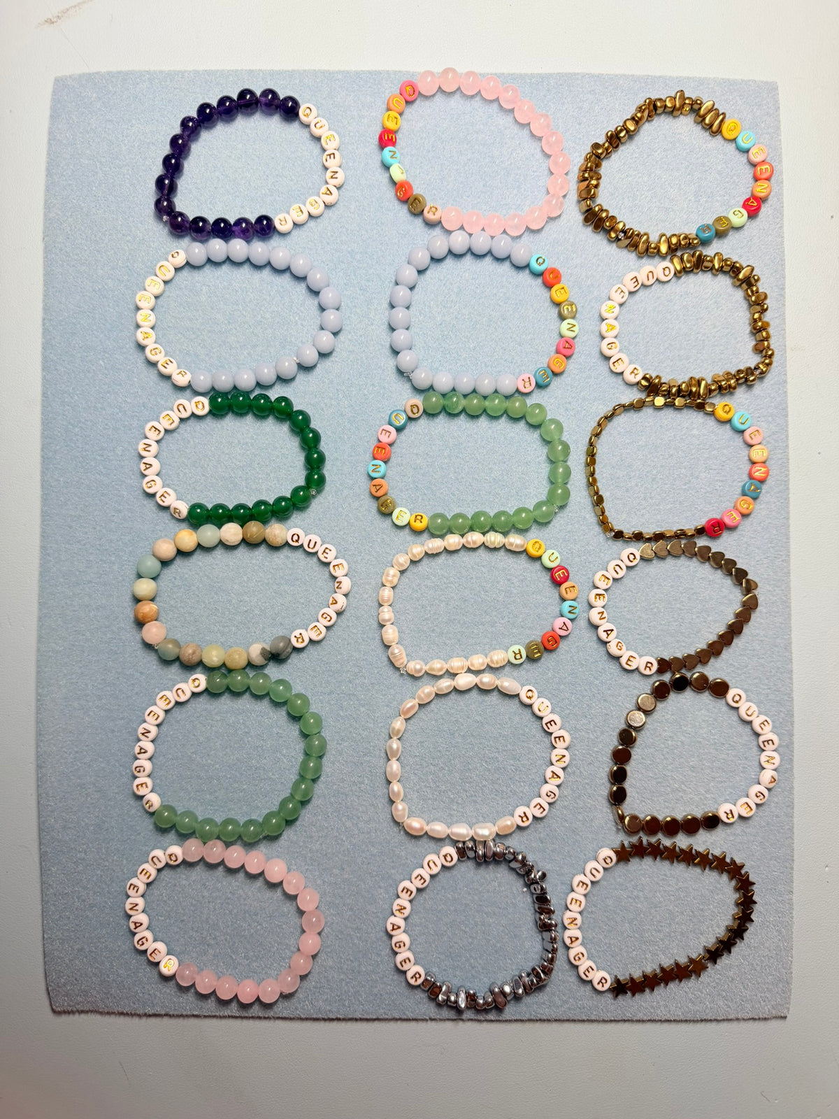 Queenager Bracelets with Rainbow Letters