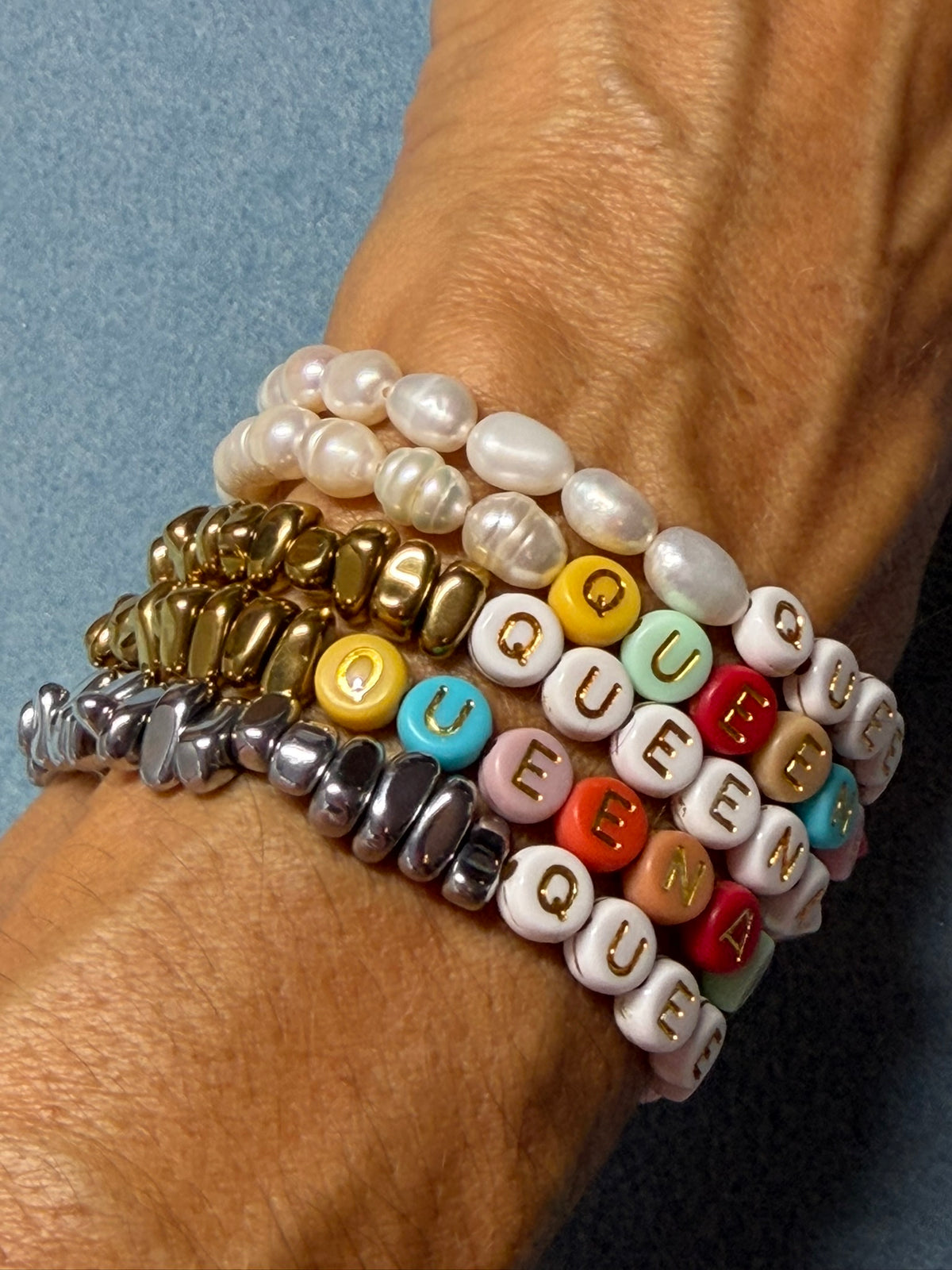 Queenager Bracelets with White Letters