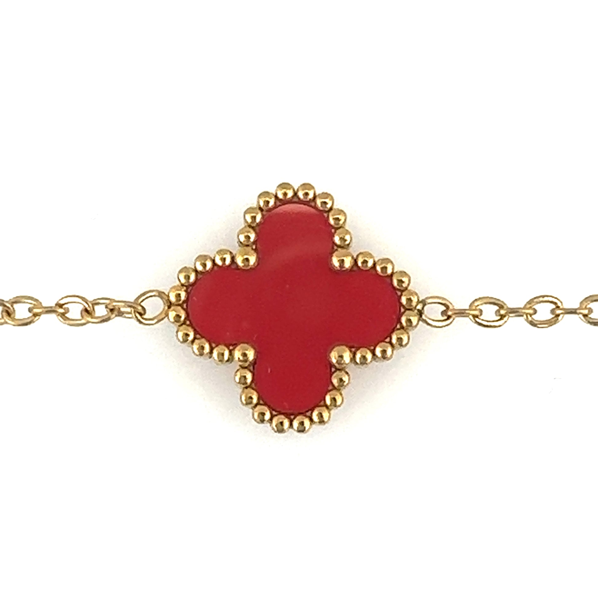 small clover charms in red enamel for bracelet