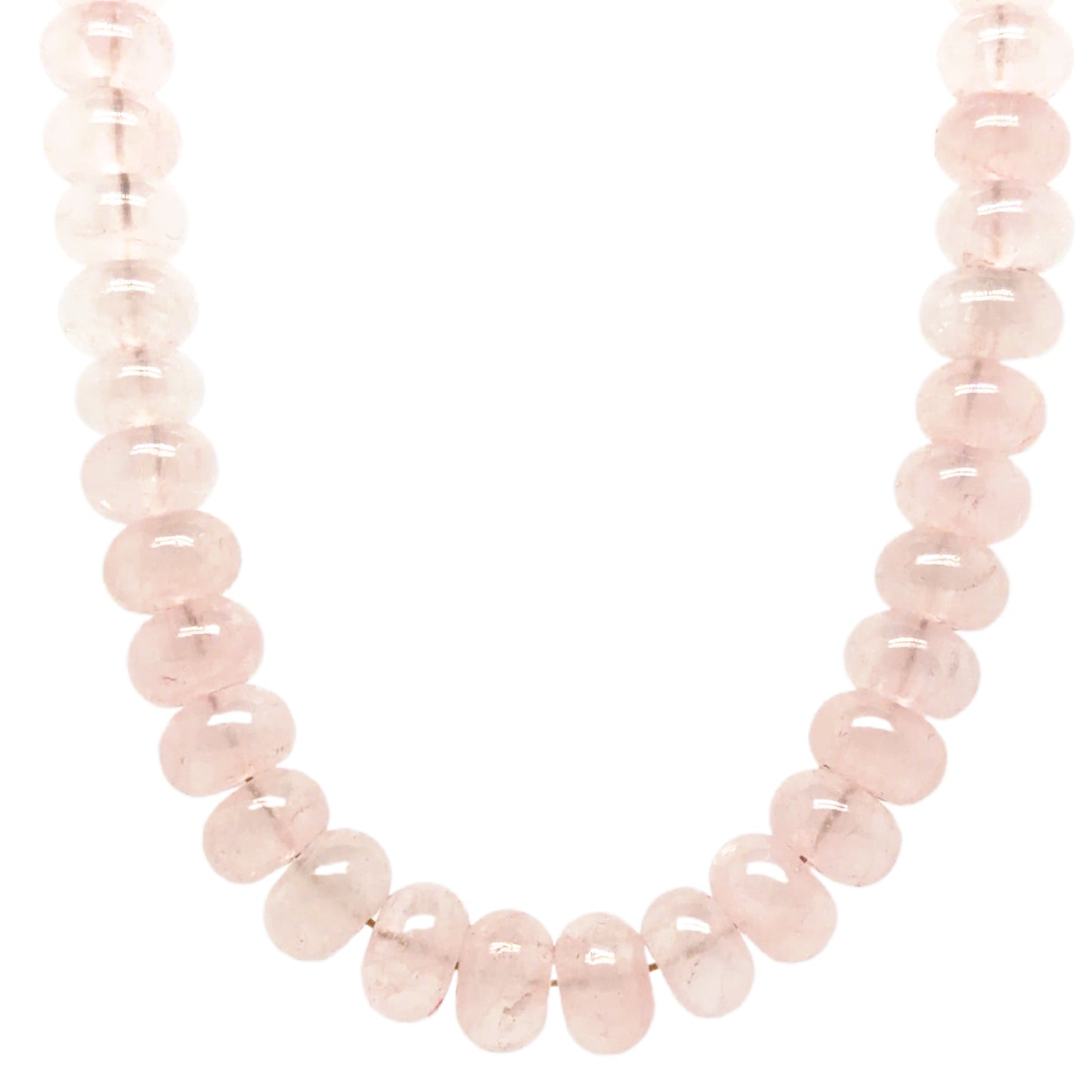 Lovely necklace with smooth Rose Quartz gemstone rondelle beads