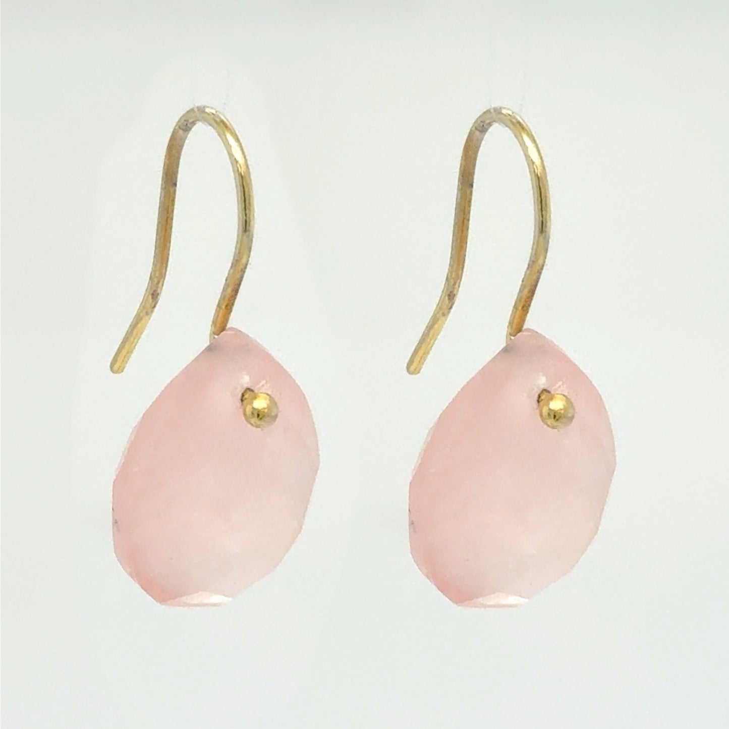 Rose Quartz semi-precious gemstone teardrop earrings with gold filled ear hooks