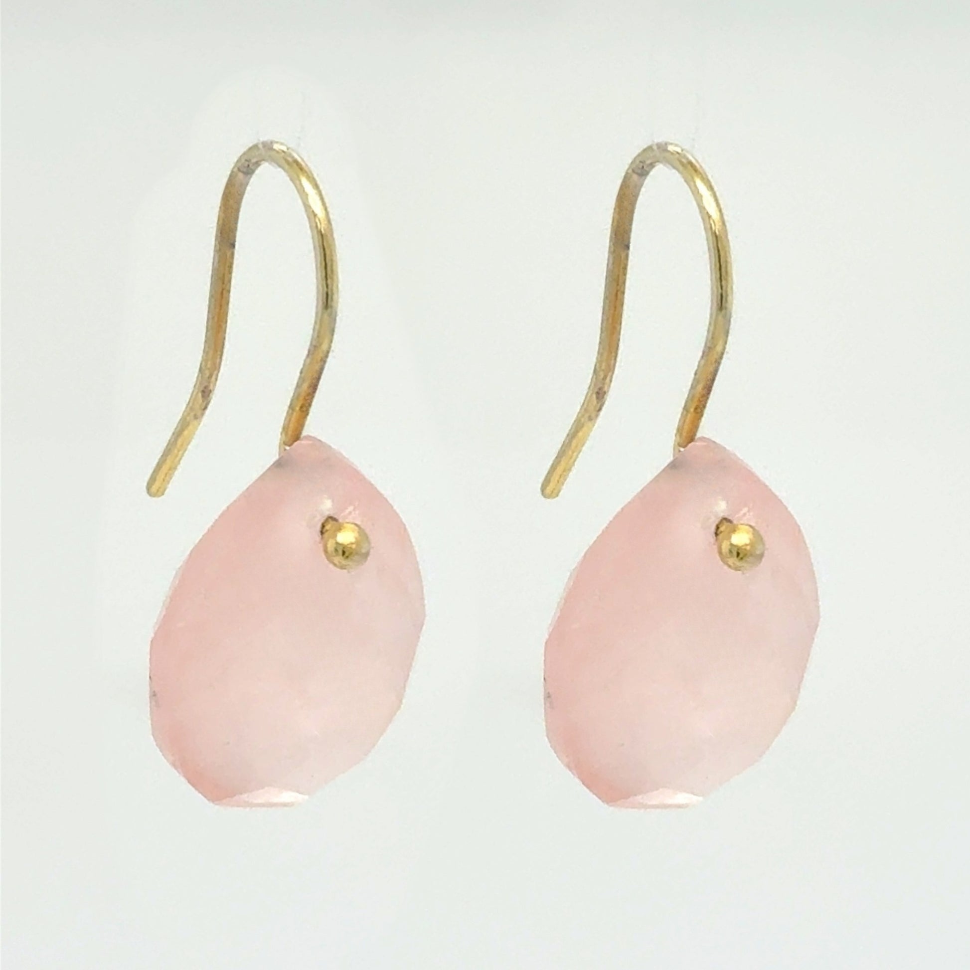 Rose Quartz semi-precious gemstone teardrop earrings with gold filled ear hooks