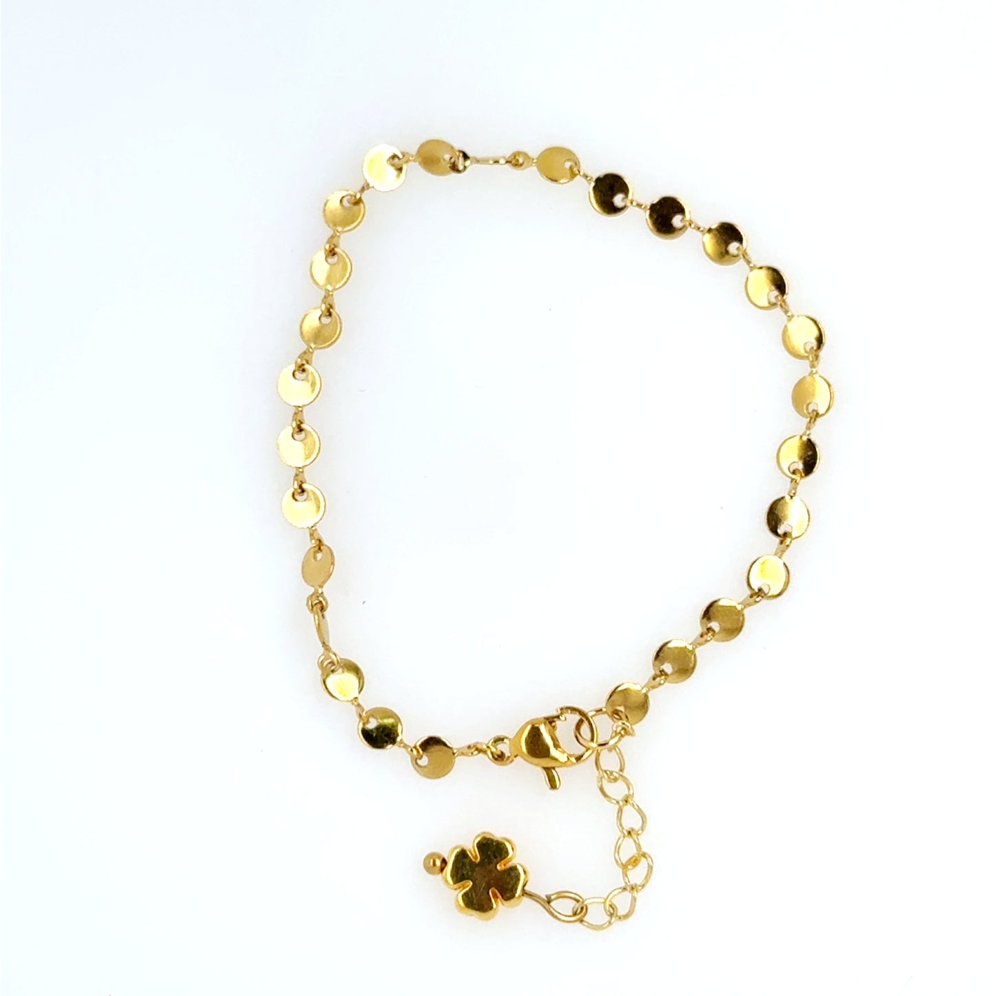 Gorgeous round disc chain gold bracelet with extension chain