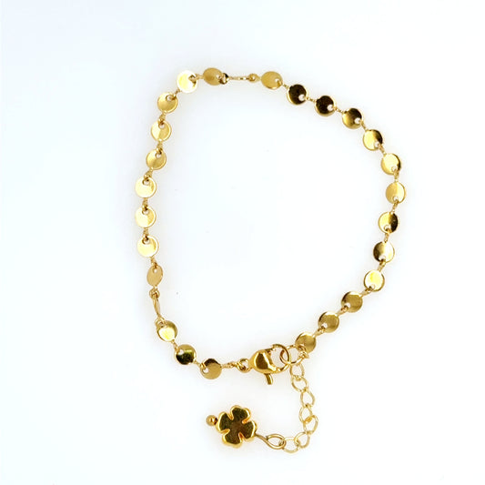 Gorgeous round disc chain gold bracelet with extension chain
