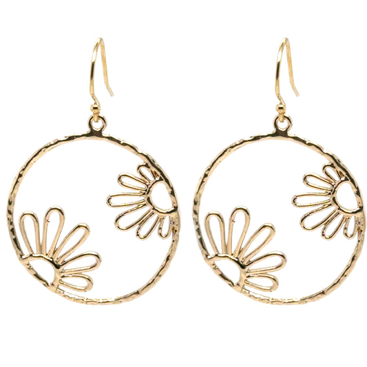 Circle Earrings with Flowers