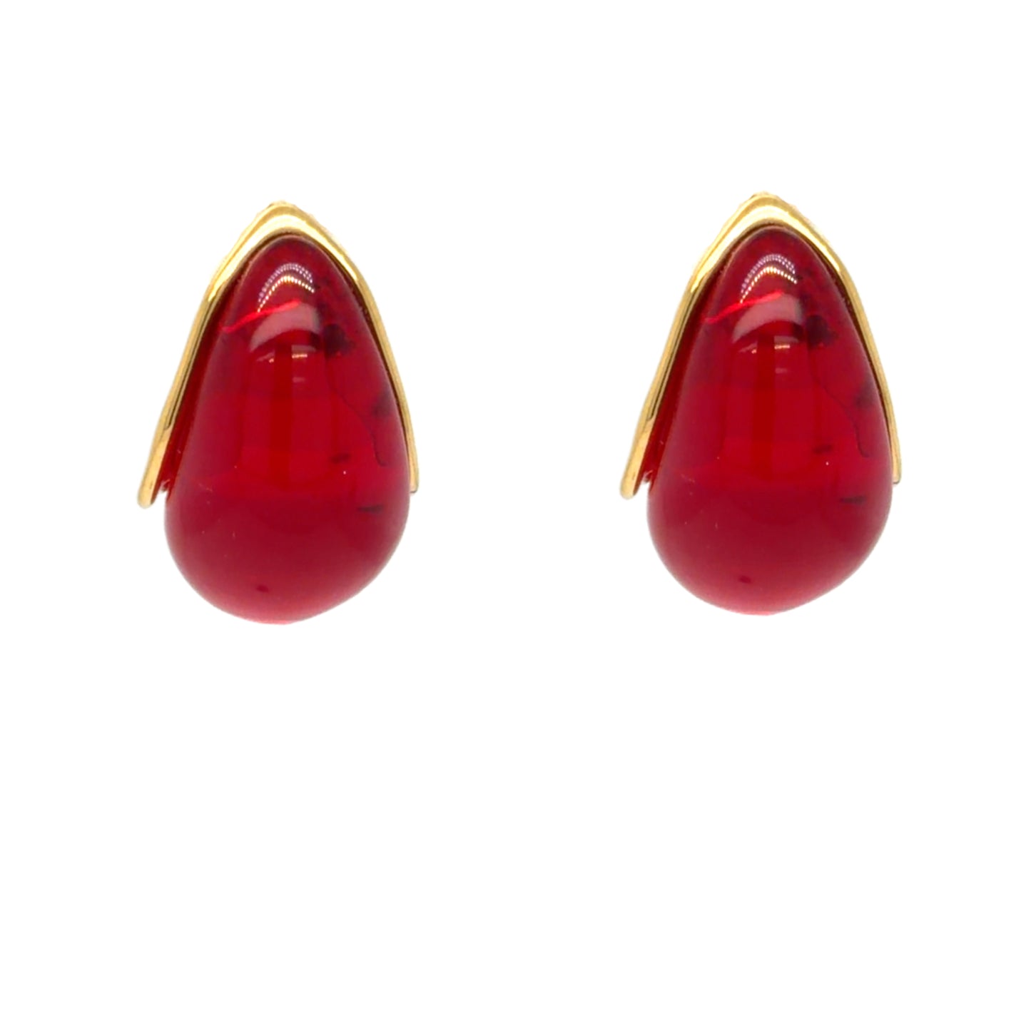 Lovely red and gold rounded teardrop earrings
