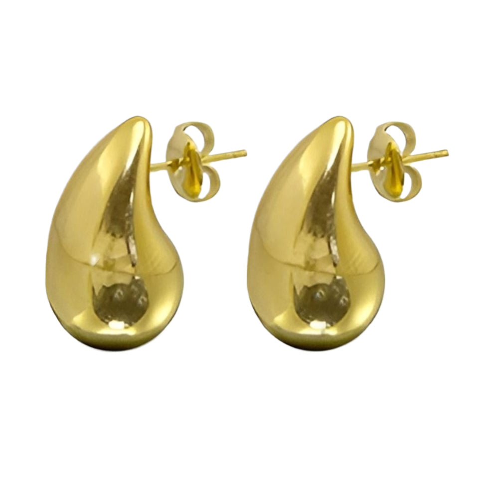 gold rounded teardrop earrings