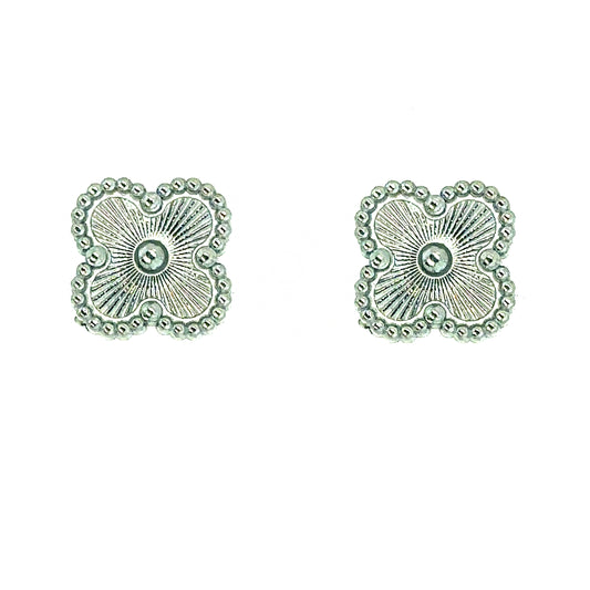 stud earrings are made of silver stainless steel in a clover shape