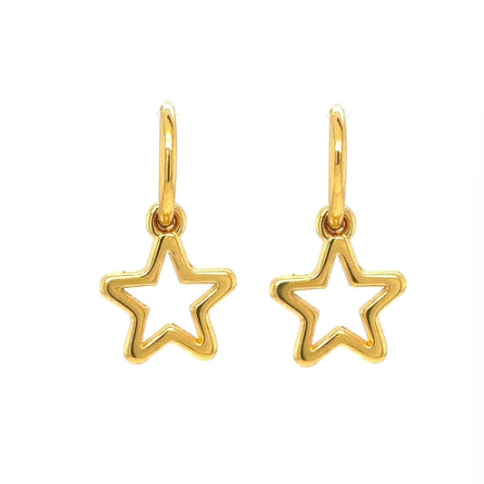 gold hoop earrings with small star charms