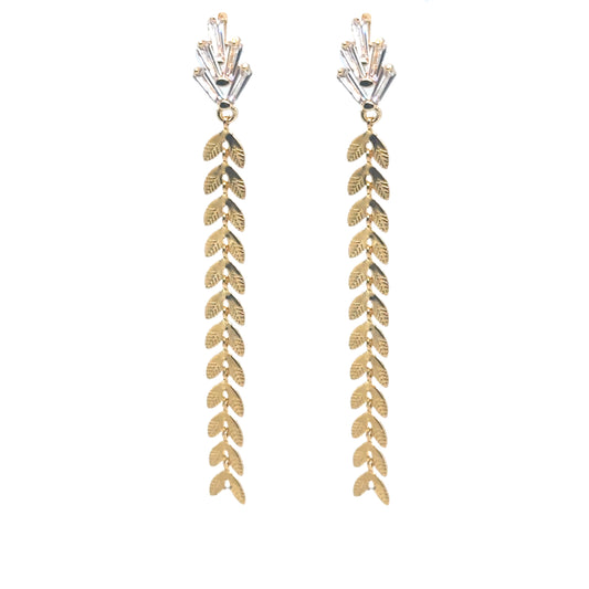 Sparkling Studs with Dangling Leaves