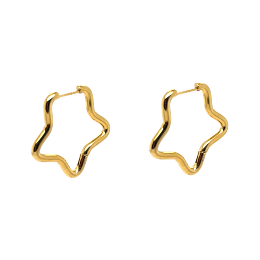 Gold hoop earrings in the shape of a star