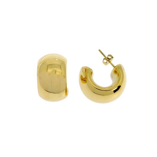 Thick curved gold hoop earrings
