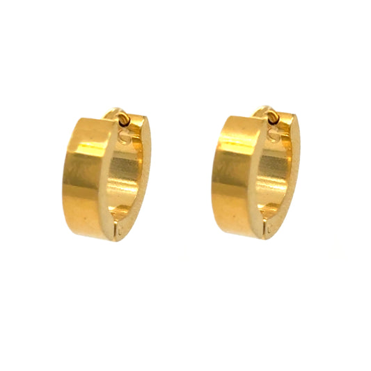 Huggie hoop earrings with wide gold design