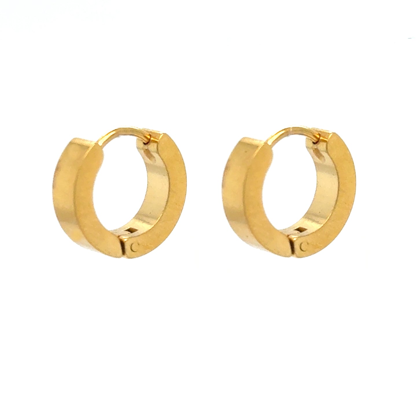 Gold hoop earrings on a white background
