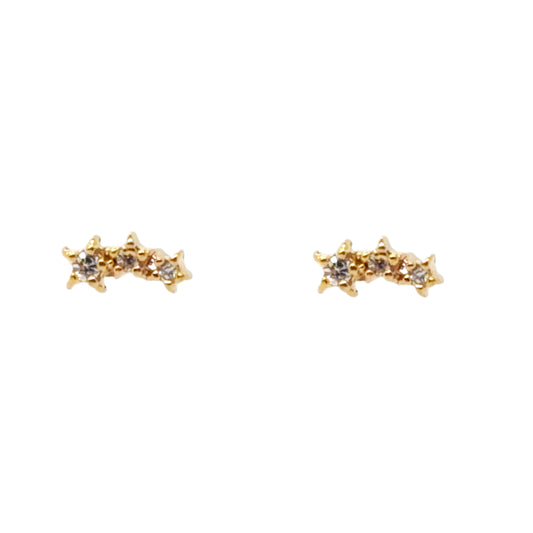 Tiny stud earrings with three sparkly stars