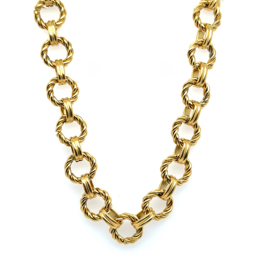 Gorgeous gold thick twisted round chain necklace
