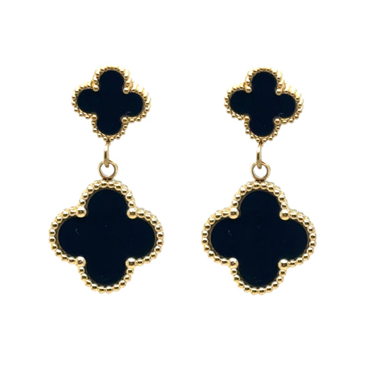 Two Clover Earrings in Black