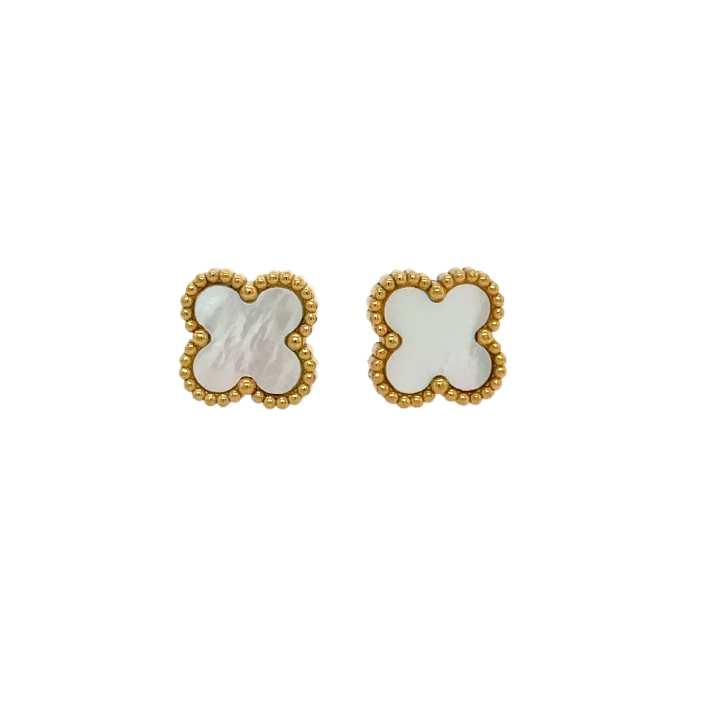 Studs with White Mother of Pearl Clovers