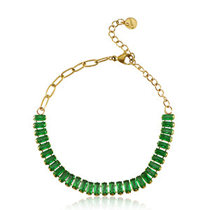 bracelet with emerald green and gold design