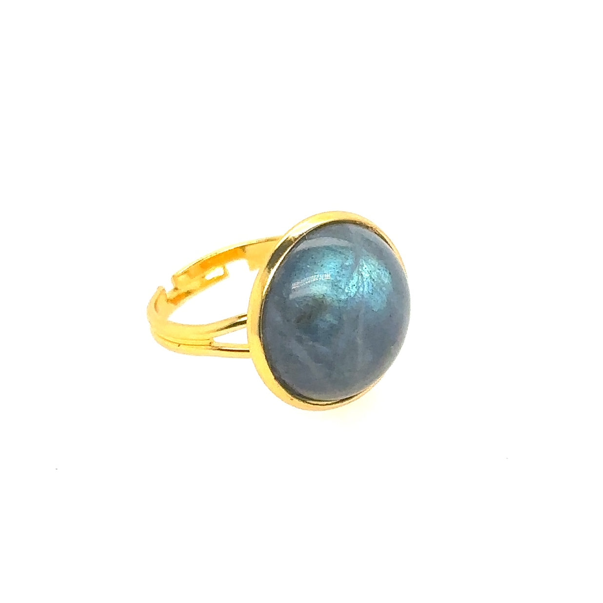 gold plated ring with Labradorite round gemstone