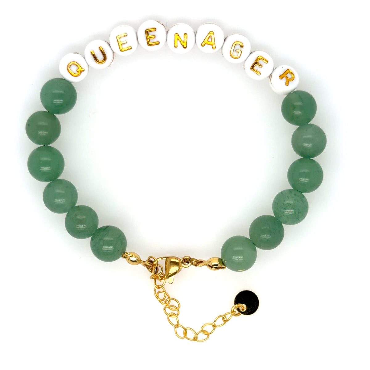 Queenager Bracelets with Gold on White Letters