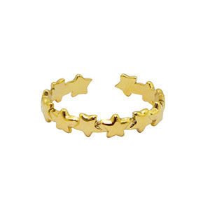 Gold adjustable ring with small gold stars all around